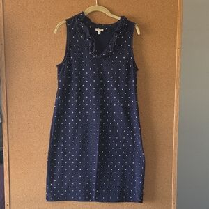 Talbots Navy Sleeveless Cotton Spring Dress with Dots Size M Pitite
